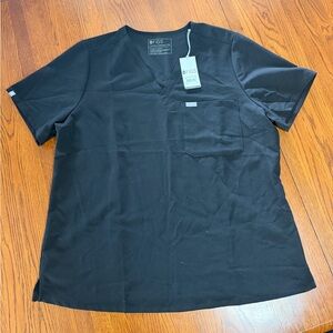 FIGS woman’s  Black V-Neck Scrub Top with Chest Pocket